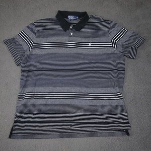 Vintage Polo By Ralph Lauren Golf Polo Shirt Mens 2XL Black/White Striped Pima